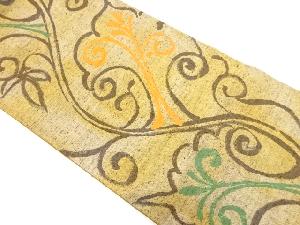 リサイクル　手織り紬唐草模様織り出し袋帯